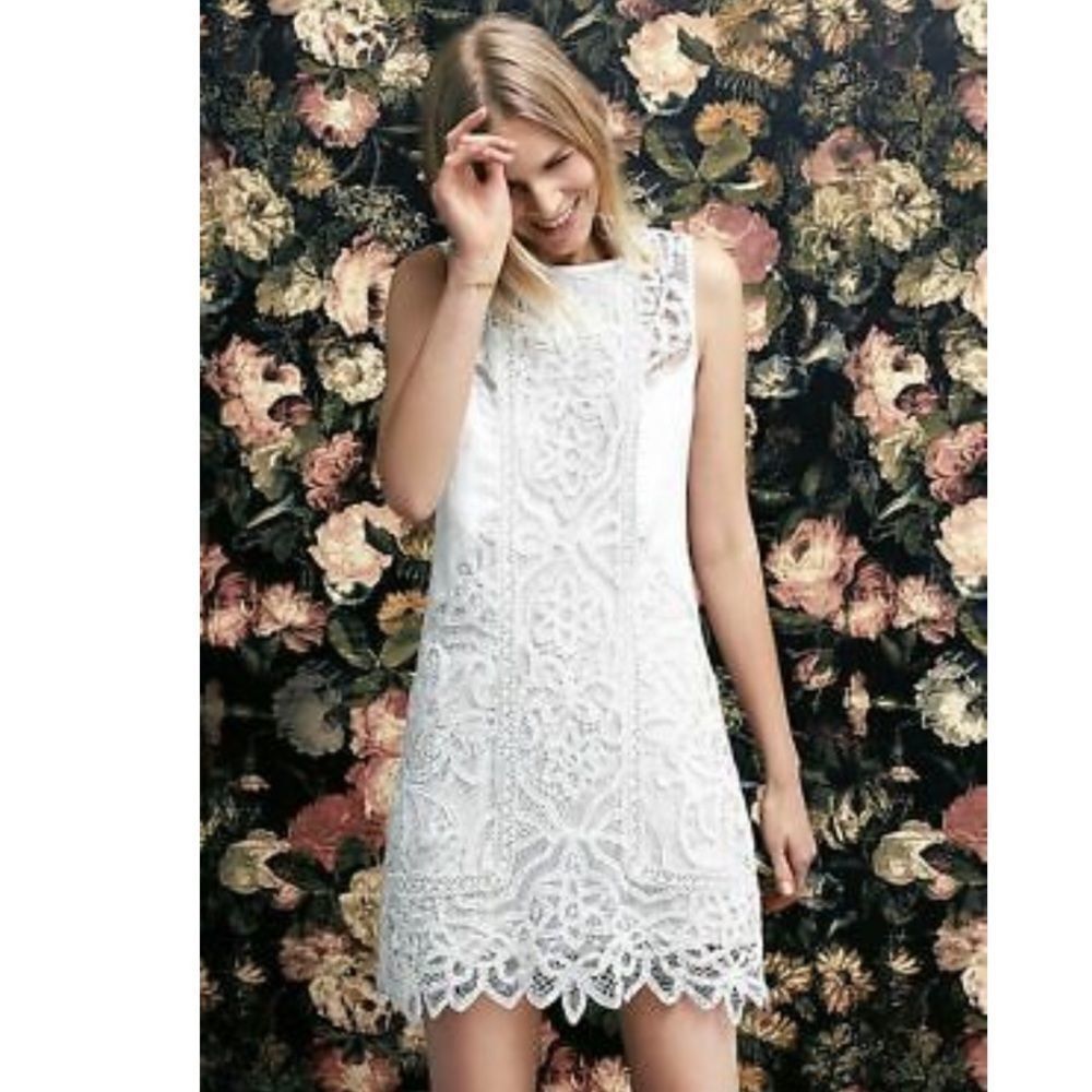 Anthropologie Moulinette Soeurs Ivory Lace Garden Sleeveless Shift Dress Size 4 - Picture 16 of 16